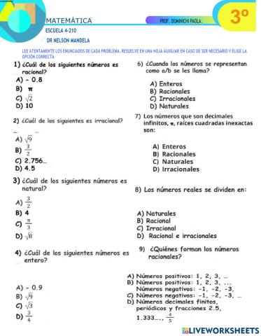 Intensificación de Saberes de Matemática
