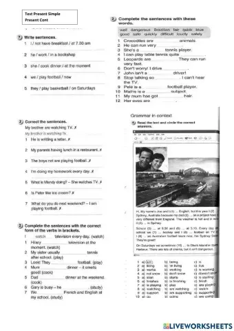 Present Continuous Present simple adverbs of manner