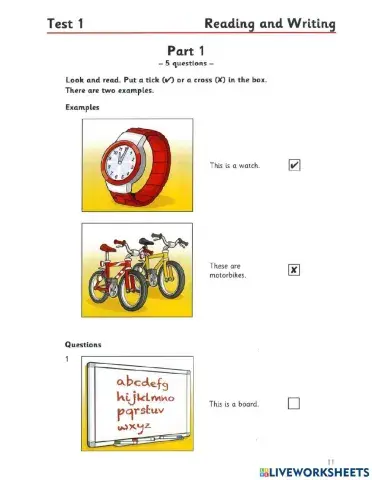 Starters 4- Test 1- R&W