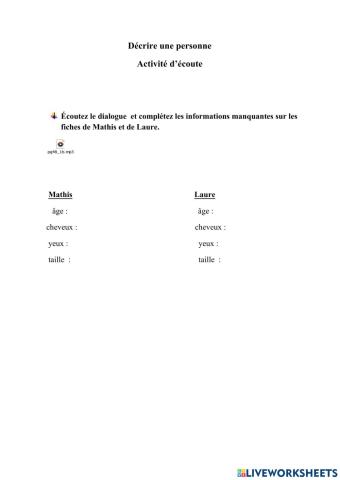 Décrire une personne