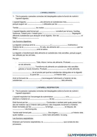 Les funcions digestives i respiratòries