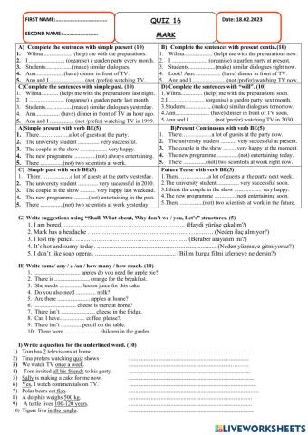 Quiz -16- 7th GradeAli -2023