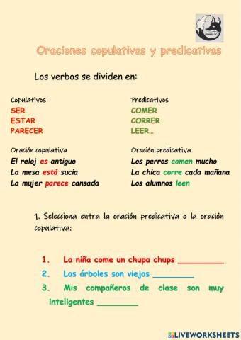 Oraciones copulativas y predicativas