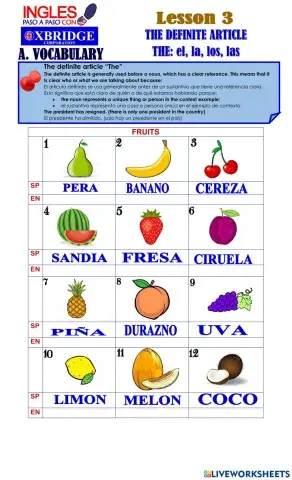 Lección 3. The Defenite Article “THE”: el, la, los, las