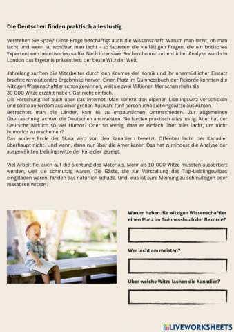 Humor der Deutschen - Sie finden praktische alles lustig