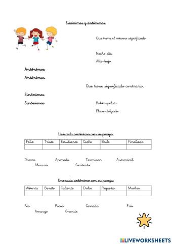 Sinónimos y antónimos