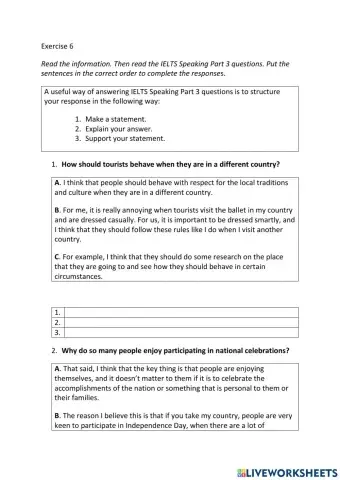 IE3, Unit 8, Speaking, Exercise 6