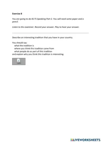 IE3, Unit 8, Speaking, Exercise 8