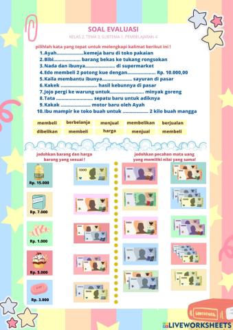 Soal Evaluasi kelas 4 tema 3 subtema 1 pembelajaran 4