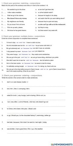 Conjunctions (and,but,so,or,because)