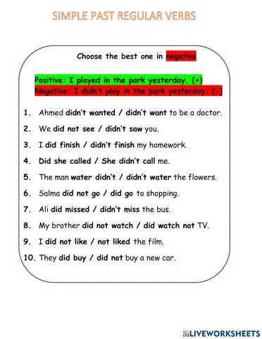 Past Simple Neagtive