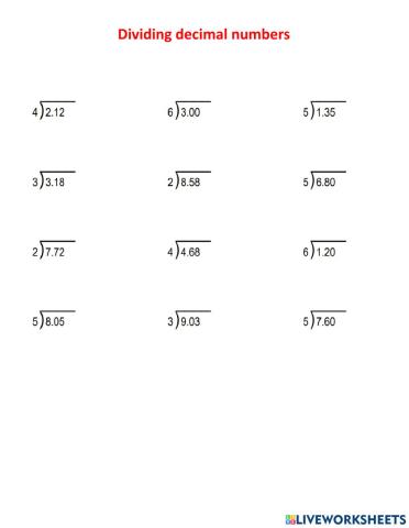 Divide decimal numbers