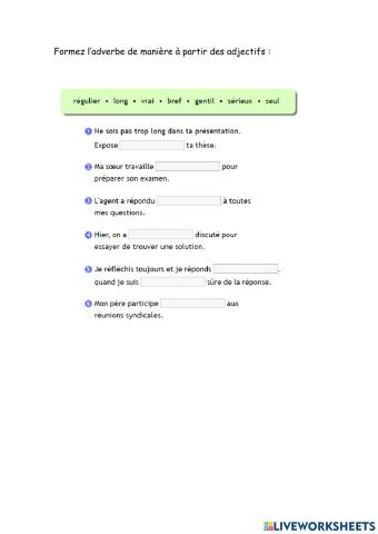 Adverbes de manière