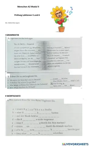 A2 Prüfung Lektionen 5 und 6