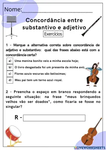 Concordância entre adjetivo e substantivo