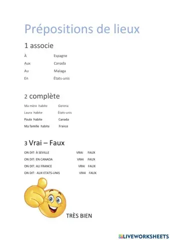 Prépositions de lieux (pays et villes)