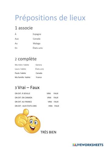 Prépositions de lieux (pays et villes)