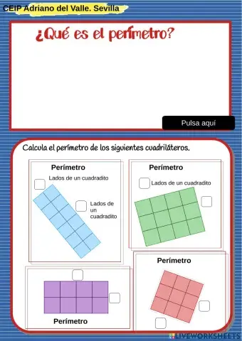 Perímetro de cuadrados. Sin unidades de medida estándares