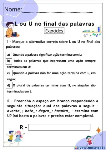 L ou U no final das palavras