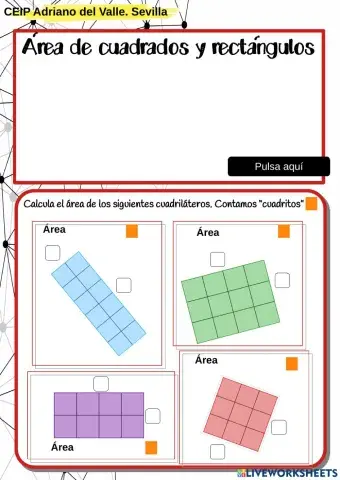 Área cuadrados y rectángulos. Medida no convencional.