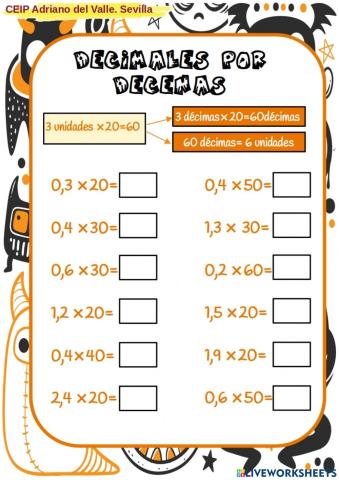 Producto decimas por decenas. Versión 2