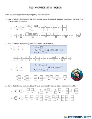 Basic operations with fractions