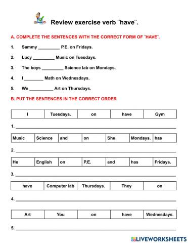 Verb ¨have¨ with school subjects