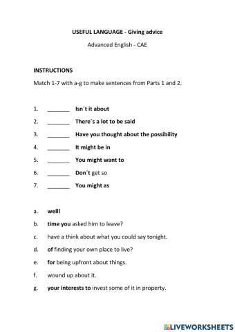 Useful Language - Giving Advice