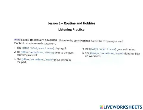 ENT1225- Routine and Hobbies