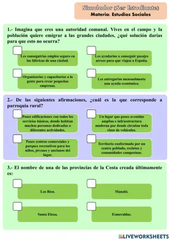 Simulador Ser Estudiante (Estudios Sociales)