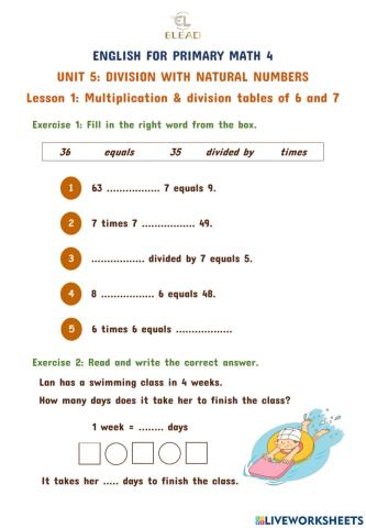 EPM4-Unit 5-Lesson 1: Multiplication and division tables of 6 & 7