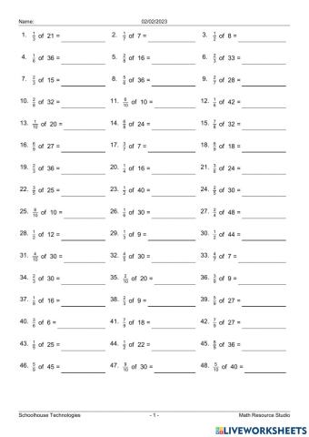 WW L2 Fractions of a Quantity