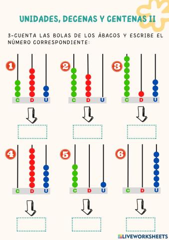 Ábacos - Unidades, decenas y centenas