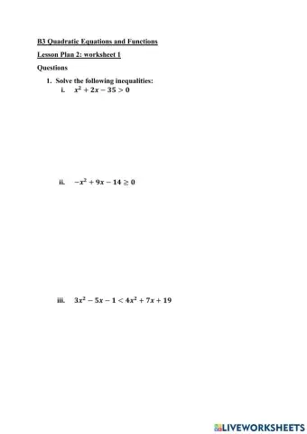 Quadratic Inequalities