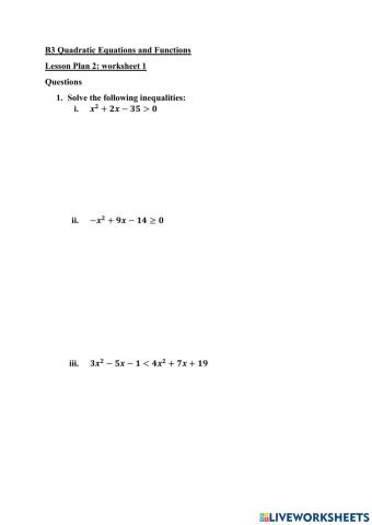 Quadratic Inequalities