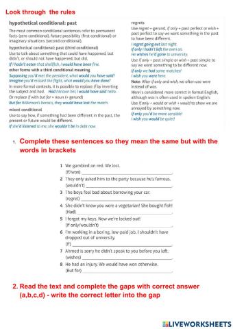 Hypothetical Conditionals: Past