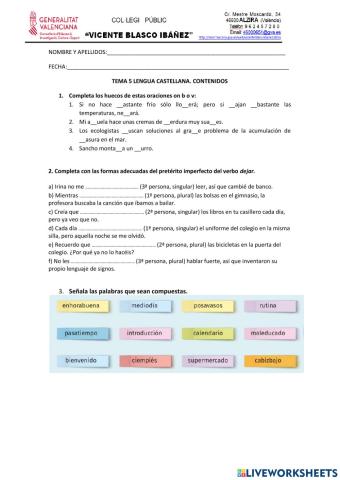 Lengua castellana tema 5 bromera