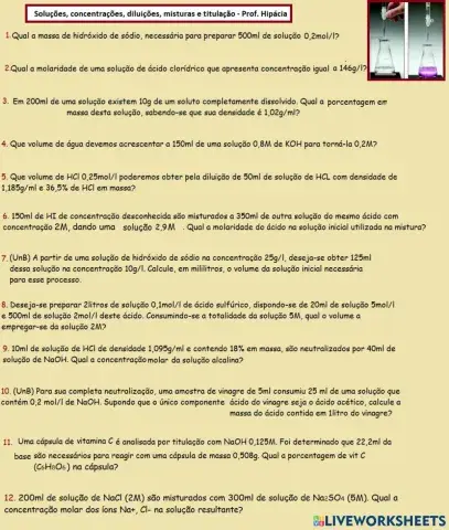 Concentração de soluções e Titulação