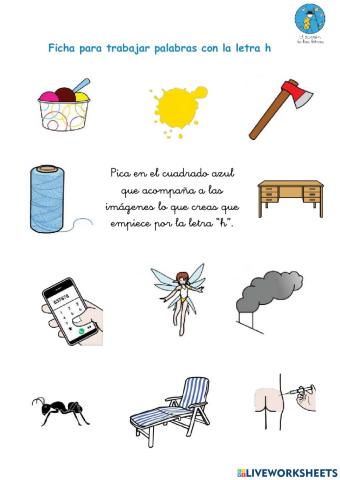 Ficha interactiva para trabajar palabras con la letra h