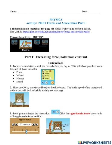 PHET Forces & Acceleration