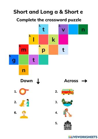 Short and Long Vowel a and Short Vowel e