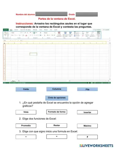 Partes de la ventana de Excel