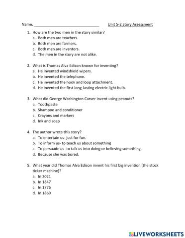 Unit 5-2 story test