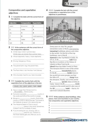 Comparative and superlative adjectives
