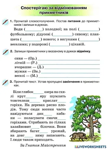 Спостерігаю за відмінюванням прикметників