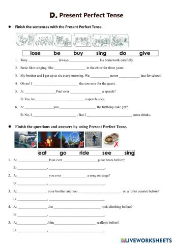 P5 2nd Exam Revision -- Present Perfect Tense