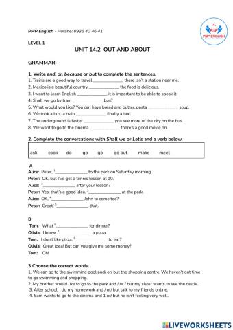 Prepare 1 - 14.2 Out and about