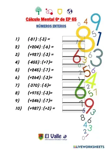 Cálculo mental 6º ep 65