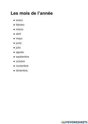 Les mois de l'année