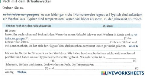 Menschen A 2.2. Lektion 22: Wetter- Über Pechurlaub sprechen